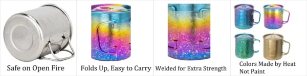 single layer titanium camping mug 450ml with lid features YDW02
