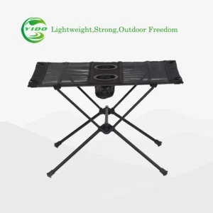 Premium portable table YDT09 with dual center cup holders for outdoor camping use