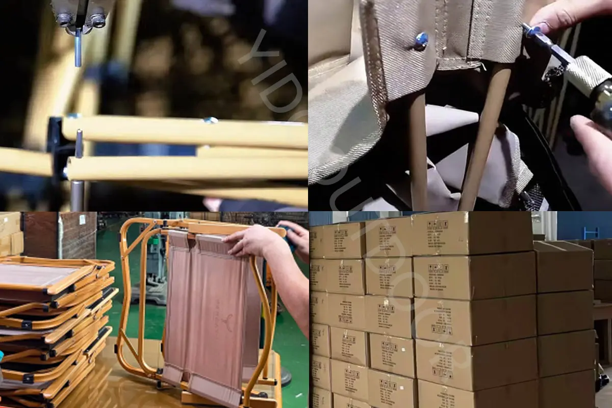 Outdoor furniture assembly and quality inspection process in OEM manufacturing workshop